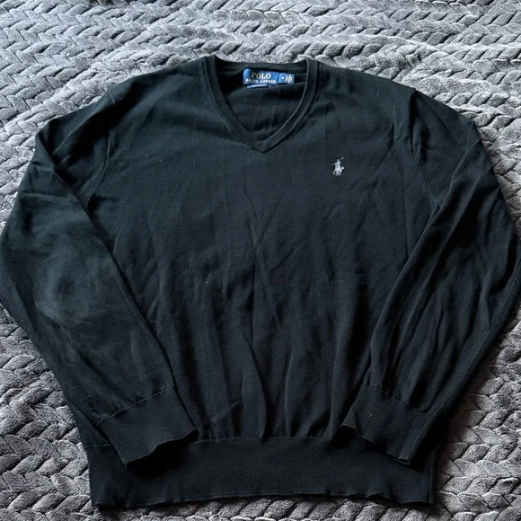 Polo by Ralph Lauren Men's Classic Black V-Neck Sweater - Picture 1 of 3